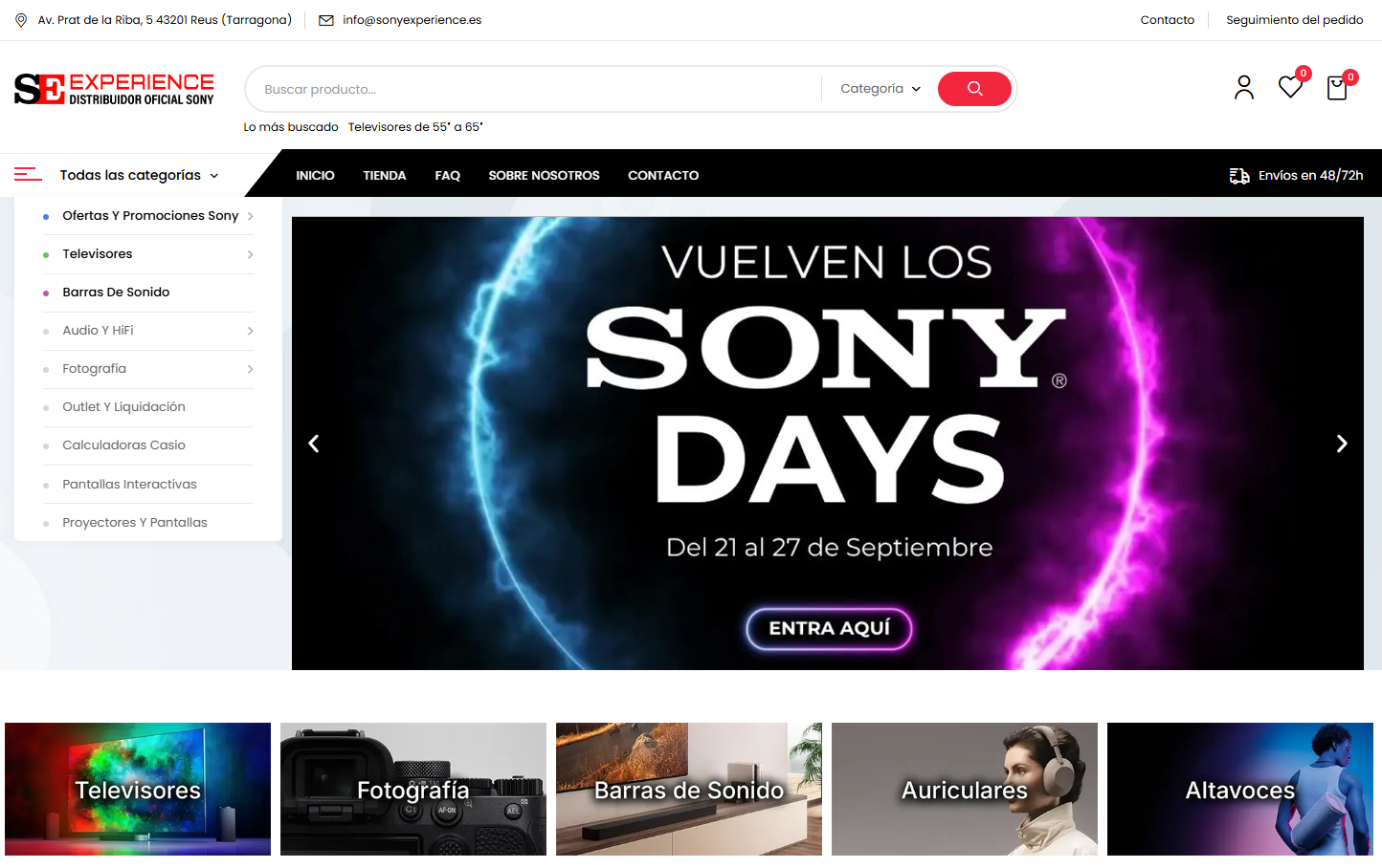 Home actual de Sony Experience