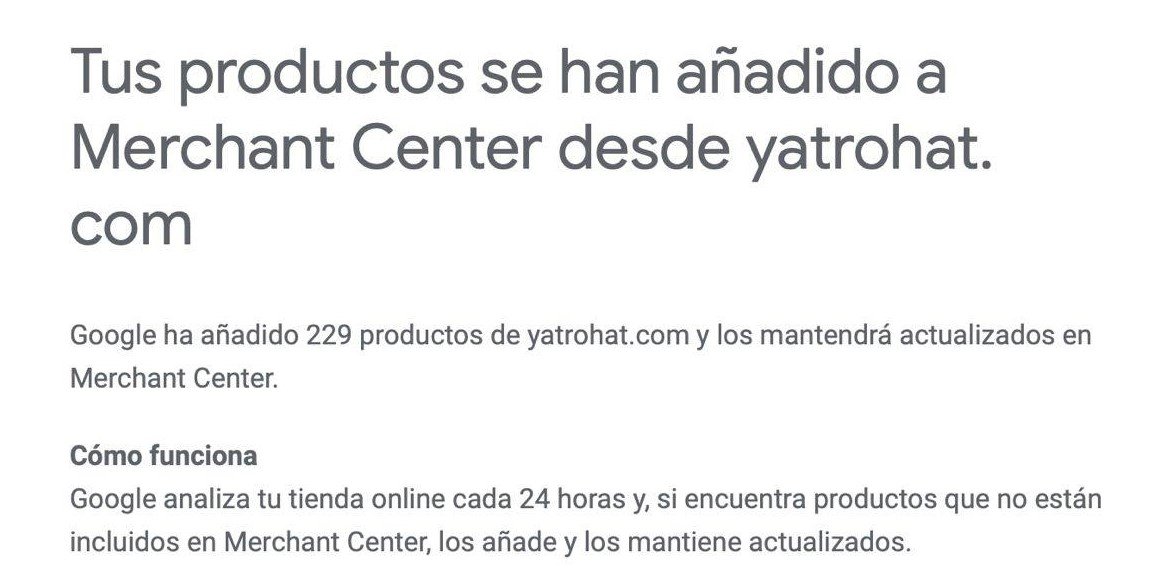 229 productos de YATRO HAT incorporados a Merchant Center